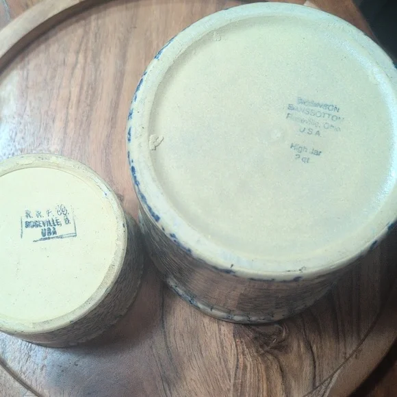 Roseville Pottery Spongeware crocks - Picture 4 of 7